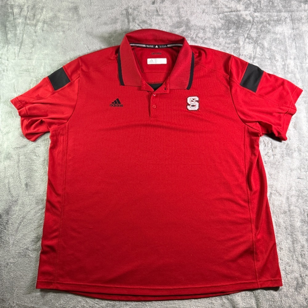Adidas NC State Wolfpack Polo Shirt ClimaLite Athletic Red Men's 2XL‎